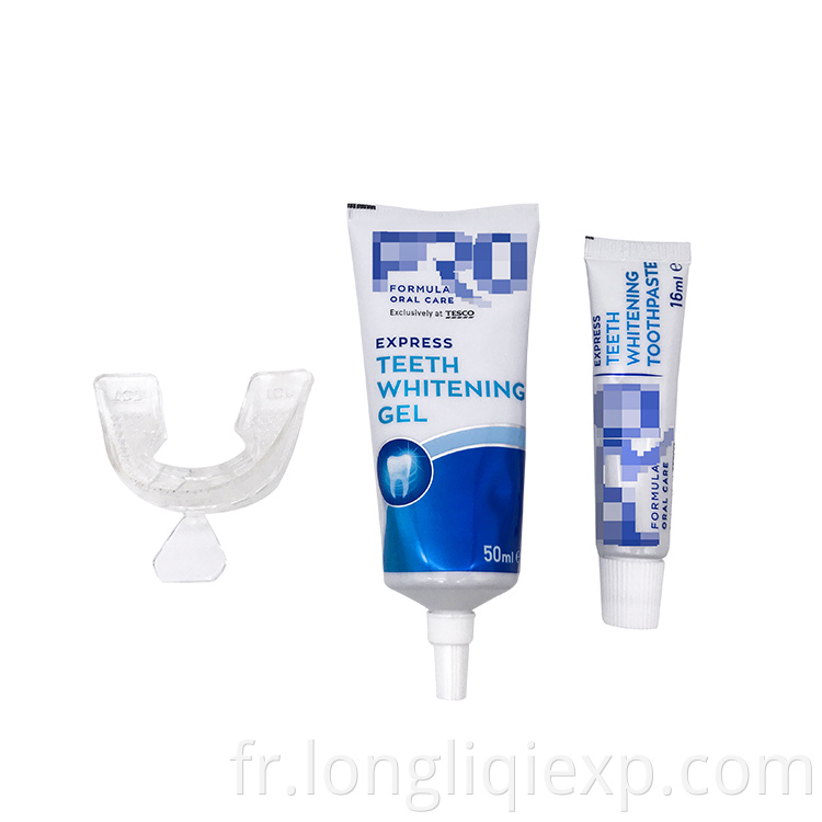 Kit de blanchiment des dents Gel 50 ml Dentifrice 16 ml Avec carte colorimétrique dentaire et porte-dents